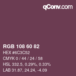 カラーコード: RGB 108 60 82 | qconv.com