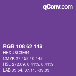 Código de color: RGB 108 62 148 | qconv.com