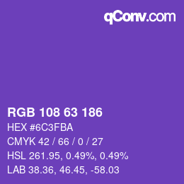カラーコード: RGB 108 63 186 | qconv.com