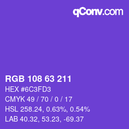 カラーコード: RGB 108 63 211 | qconv.com