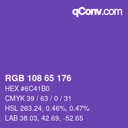 颜色代码: RGB 108 65 176 | qconv.com