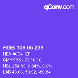 Color code: RGB 108 65 239 | qconv.com