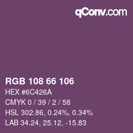 Farbcode: RGB 108 66 106 | qconv.com