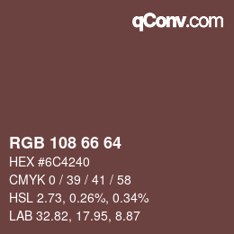 Code couleur: RGB 108 66 64 | qconv.com