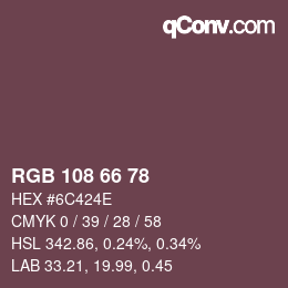 Farbcode: RGB 108 66 78 | qconv.com