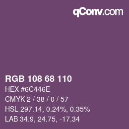 Color code: RGB 108 68 110 | qconv.com