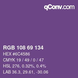 Farbcode: RGB 108 69 134 | qconv.com