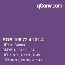 カラーコード: RGB 108 72.4 131.4 | qconv.com