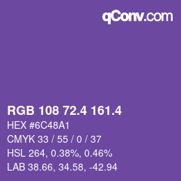 カラーコード: RGB 108 72.4 161.4 | qconv.com