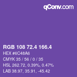 カラーコード: RGB 108 72.4 166.4 | qconv.com