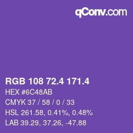 カラーコード: RGB 108 72.4 171.4 | qconv.com