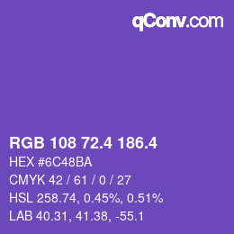 カラーコード: RGB 108 72.4 186.4 | qconv.com