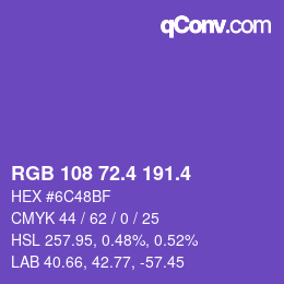 カラーコード: RGB 108 72.4 191.4 | qconv.com