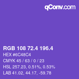 カラーコード: RGB 108 72.4 196.4 | qconv.com