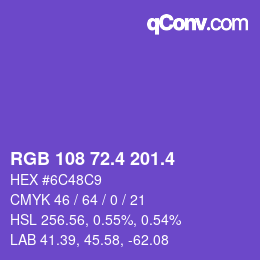 カラーコード: RGB 108 72.4 201.4 | qconv.com