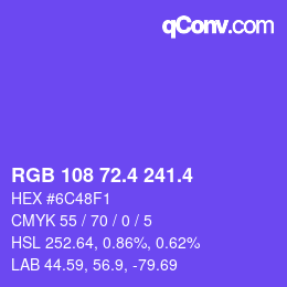 カラーコード: RGB 108 72.4 241.4 | qconv.com