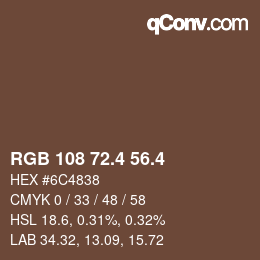 カラーコード: RGB 108 72.4 56.4 | qconv.com