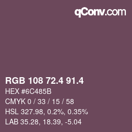 カラーコード: RGB 108 72.4 91.4 | qconv.com