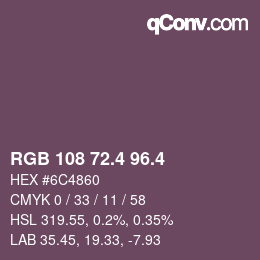 カラーコード: RGB 108 72.4 96.4 | qconv.com
