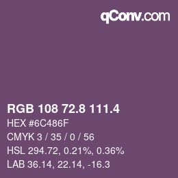 カラーコード: RGB 108 72.8 111.4 | qconv.com