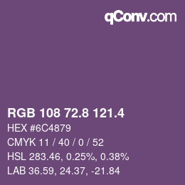 カラーコード: RGB 108 72.8 121.4 | qconv.com