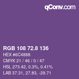 カラーコード: RGB 108 72.8 136 | qconv.com