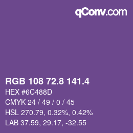カラーコード: RGB 108 72.8 141.4 | qconv.com