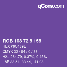 カラーコード: RGB 108 72.8 158 | qconv.com