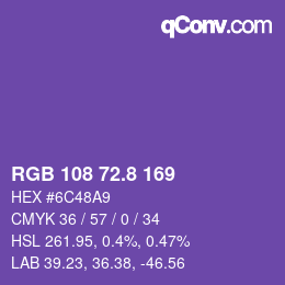 カラーコード: RGB 108 72.8 169 | qconv.com