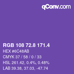 カラーコード: RGB 108 72.8 171.4 | qconv.com