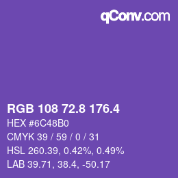 カラーコード: RGB 108 72.8 176.4 | qconv.com