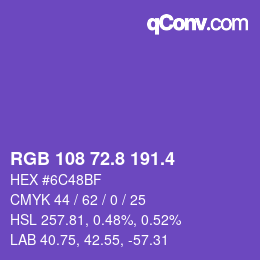 カラーコード: RGB 108 72.8 191.4 | qconv.com