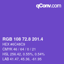 カラーコード: RGB 108 72.8 201.4 | qconv.com