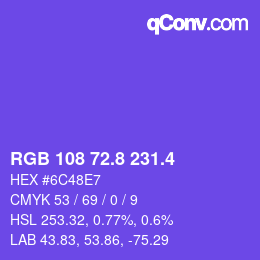 カラーコード: RGB 108 72.8 231.4 | qconv.com
