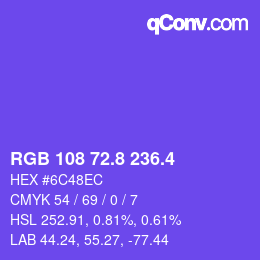 カラーコード: RGB 108 72.8 236.4 | qconv.com