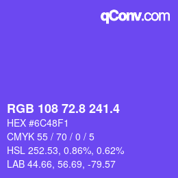 カラーコード: RGB 108 72.8 241.4 | qconv.com