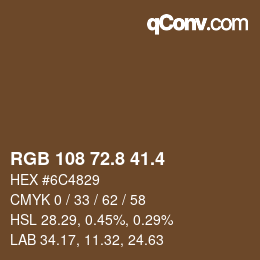 カラーコード: RGB 108 72.8 41.4 | qconv.com