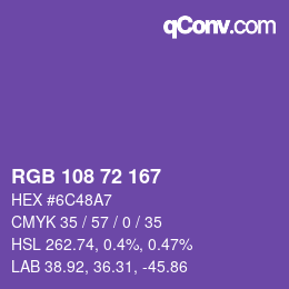 Color code: RGB 108 72 167 | qconv.com