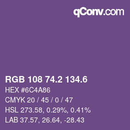 カラーコード: RGB 108 74.2 134.6 | qconv.com