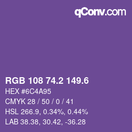 カラーコード: RGB 108 74.2 149.6 | qconv.com