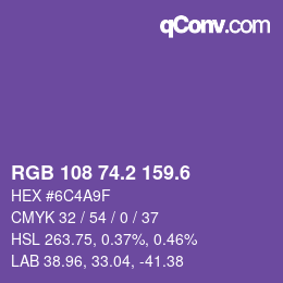 カラーコード: RGB 108 74.2 159.6 | qconv.com