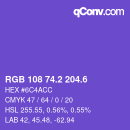 カラーコード: RGB 108 74.2 204.6 | qconv.com
