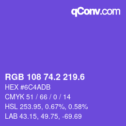 カラーコード: RGB 108 74.2 219.6 | qconv.com