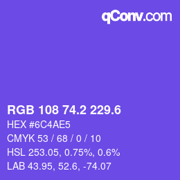 カラーコード: RGB 108 74.2 229.6 | qconv.com