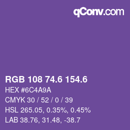 カラーコード: RGB 108 74.6 154.6 | qconv.com