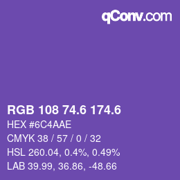カラーコード: RGB 108 74.6 174.6 | qconv.com
