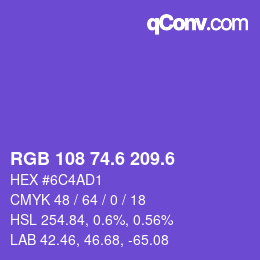 カラーコード: RGB 108 74.6 209.6 | qconv.com