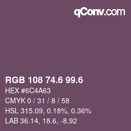 カラーコード: RGB 108 74.6 99.6 | qconv.com