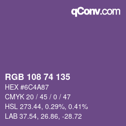 Farbcode: RGB 108 74 135 | qconv.com