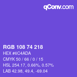 颜色代码: RGB 108 74 218 | qconv.com